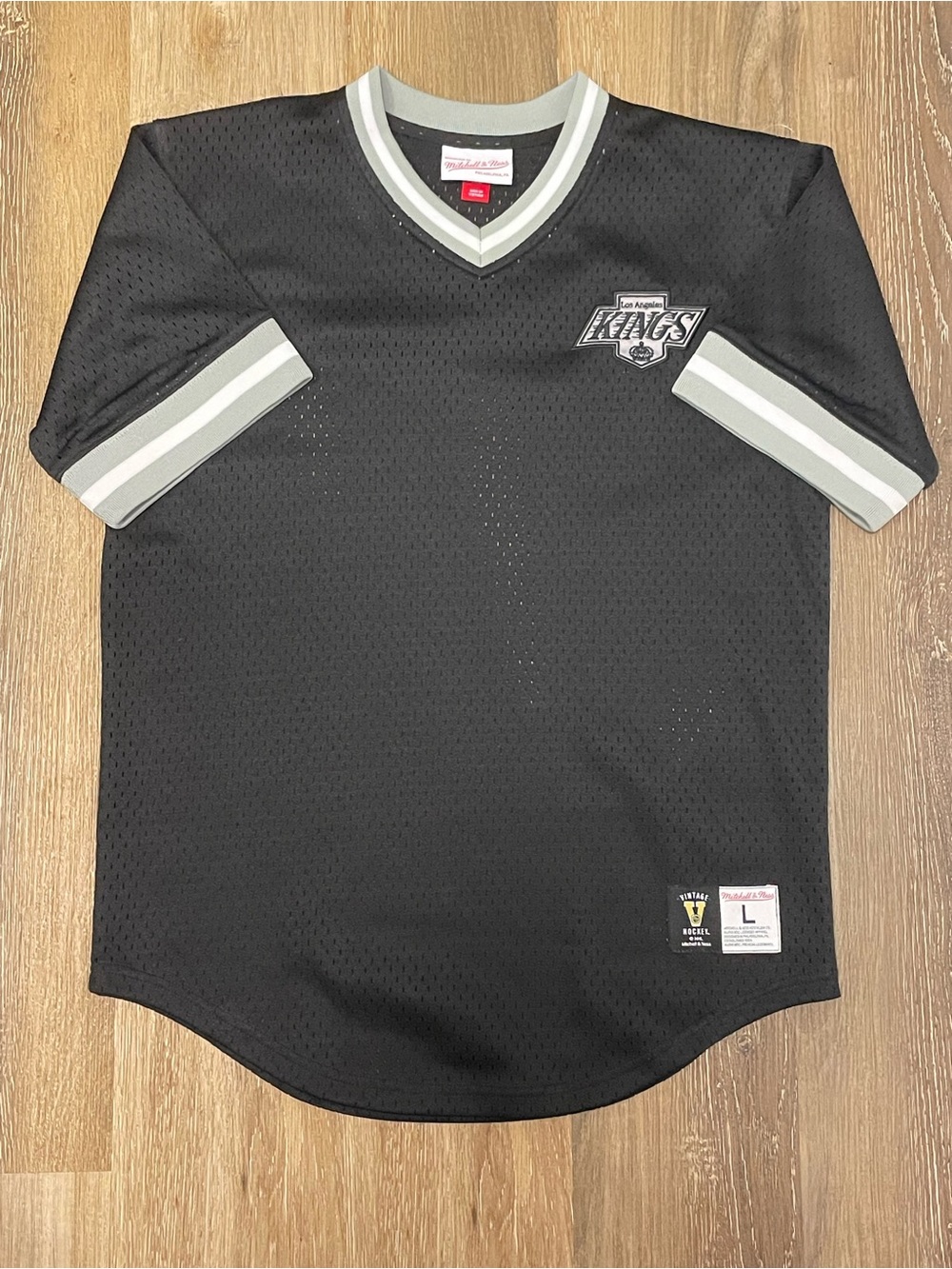 Mitchell & Ness Black Los Angeles Kings Mesh V-Neck Jersey